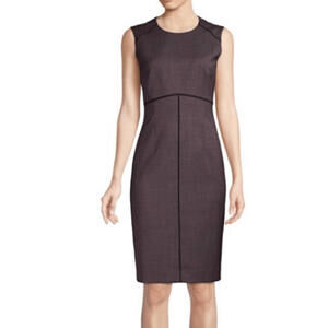 Hugo Boss Difana Purple Tweed Stretch Wool Dress Size 10